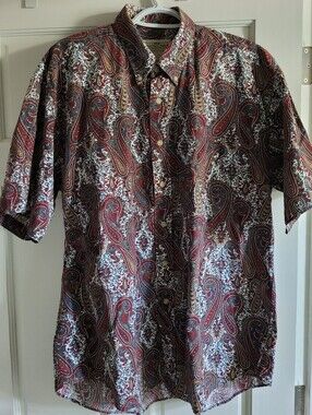 VINTAGE, NATURAL ISSUE Men's Short-Sleeve Paisley Button-Up Shirt - Red Multi